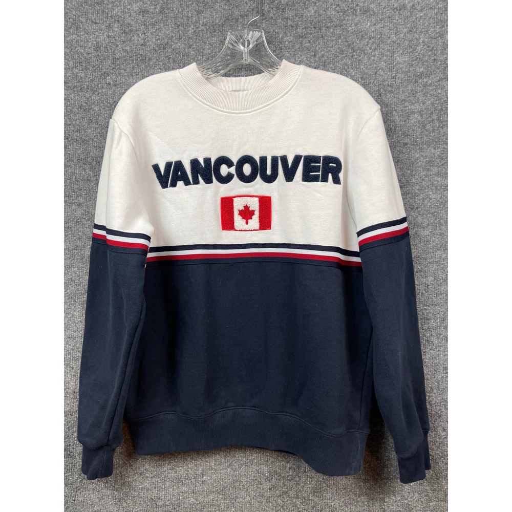 Northern Vibe Vancouver Canada Sweatshirt Unisex XS Navy White Fleece
